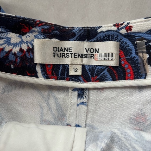 Diane Von‎ Furstenberg Dakota White Rose Floral Skinny Trouser Pants Size 12 - Picture 4 of 12
